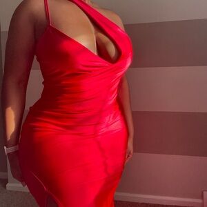 Fashion Nova One Shoulder Red Dress